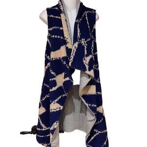 Tabitha Blue and Ivory Waterfall Vest by Anthropologie Women's Small